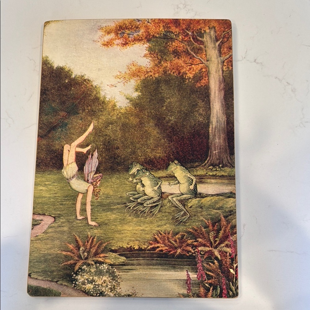 Vintage Art Print with Frogs and Dancer